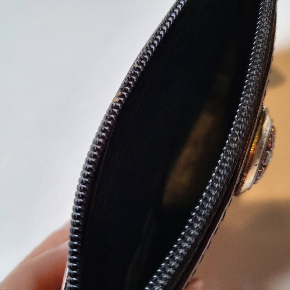 Brighton Card Case Heart Wallet Croc-Embrossed Leather - Picture 5 of 10